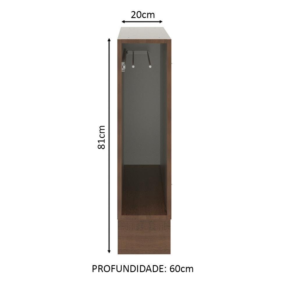 Balcão Porta-Pano Madesa para Cozinhas Lux, Glamy e Stella 20 x 60 cm (Sem Tampo) - Rustic