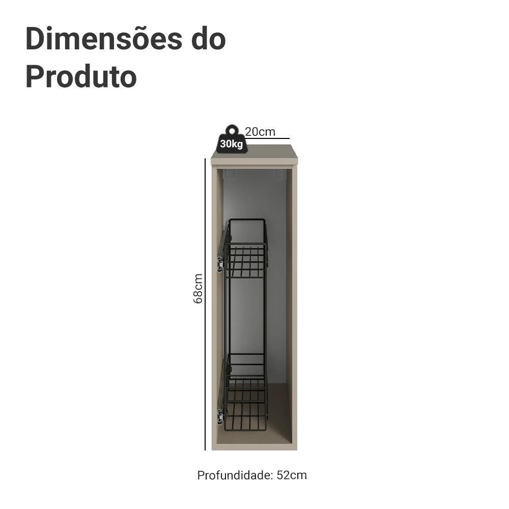 Balcão Porta-Temperos 20 cm Suspenso Crema Nice Madesa