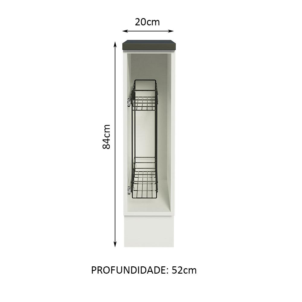 Balcão Porta-Temperos Armário de Cozinha 100% MDF 20 cm (Com Tampo) Branco Acordes Madesa