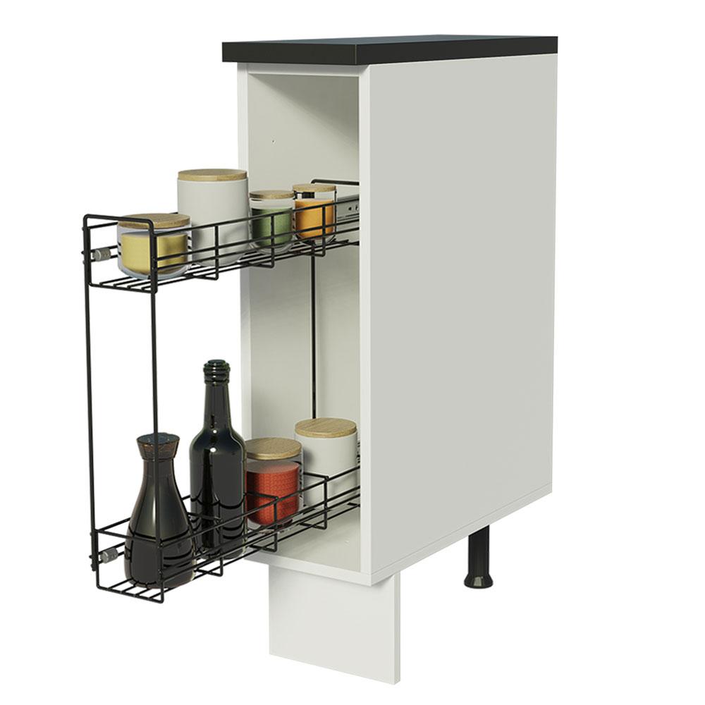 Balcão Porta-Temperos Armário de Cozinha 100% MDF 20 cm (Com Tampo) Branco Acordes Madesa