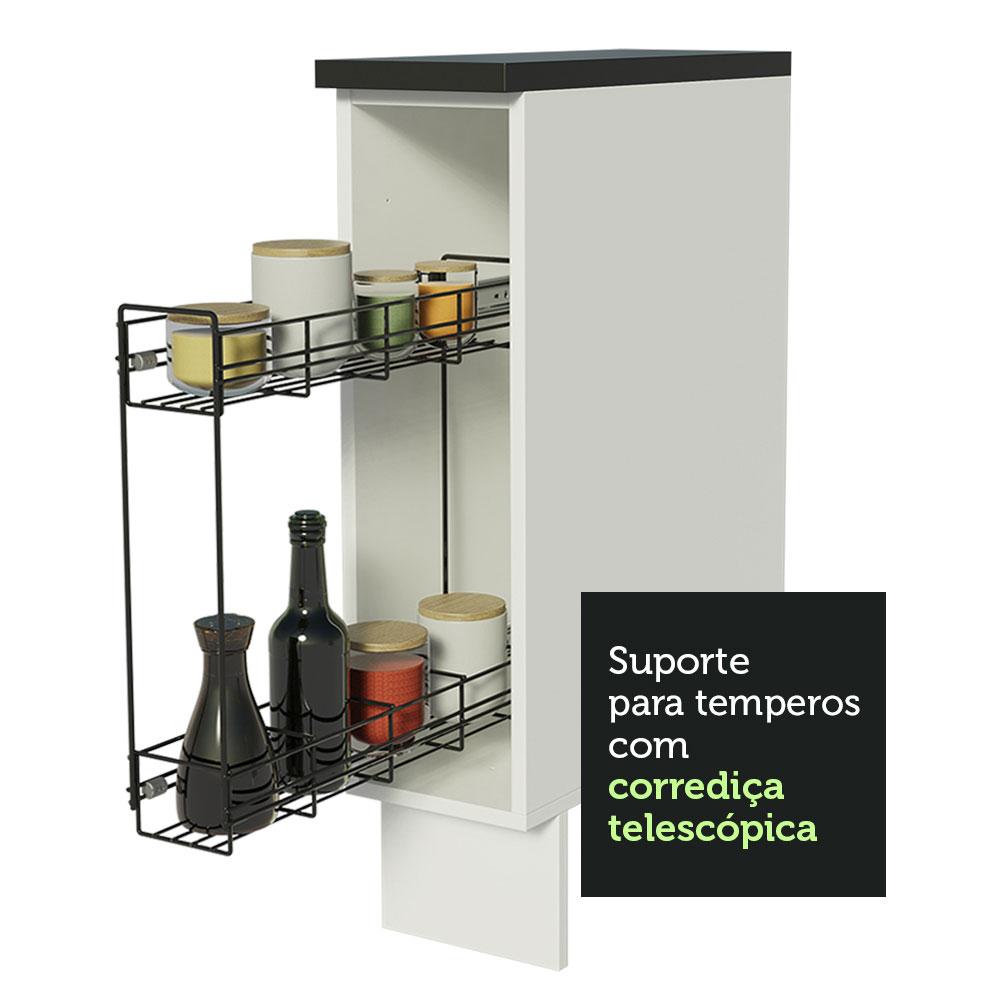 Balcão Porta-Temperos Armário de Cozinha 100% MDF 20 cm (Com Tampo) Branco Acordes Madesa