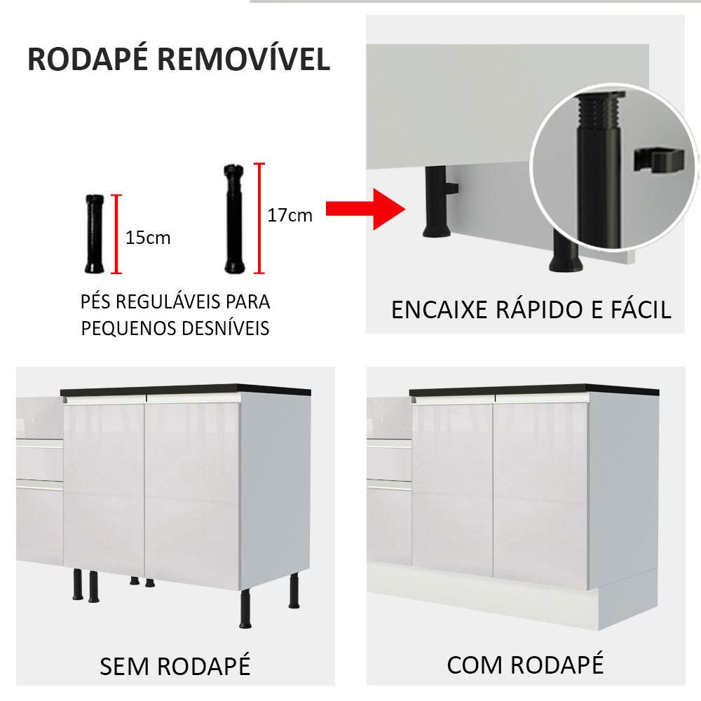 Balcão Porta-Temperos Armário de Cozinha 100% MDF 20 cm (Com Tampo) Branco Acordes Madesa
