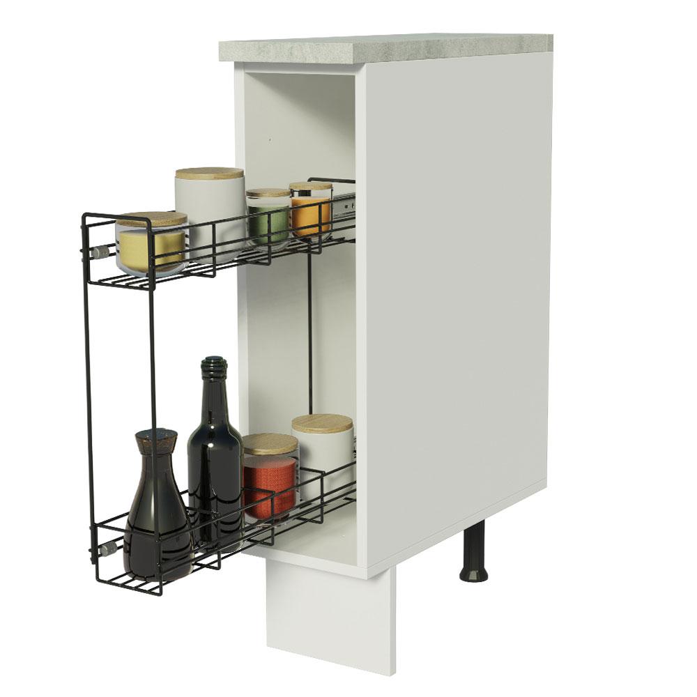 Balcão Porta-Temperos Madesa para Cozinha Glamy, Agata e Stella 20 cm (Com Tampo) - Branco