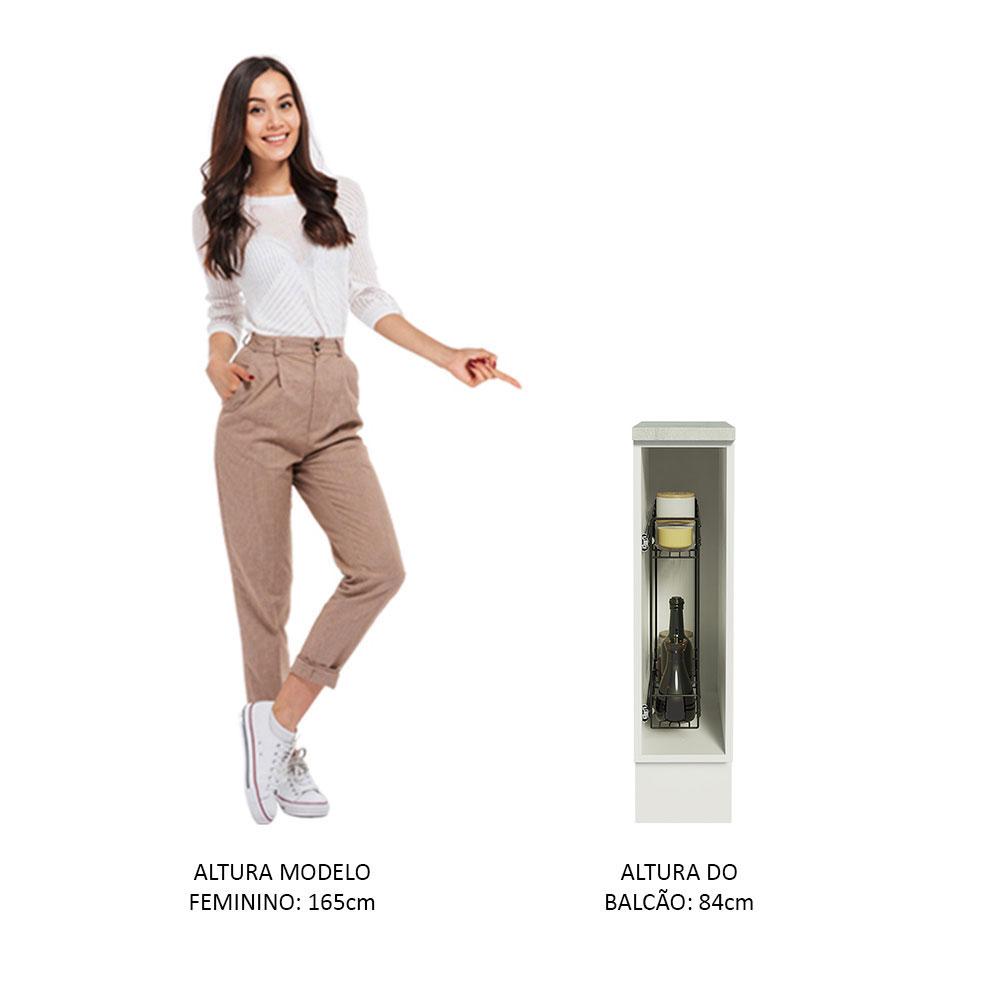 Balcão Porta-Temperos Madesa para Cozinha Glamy, Agata e Stella 20 cm (Com Tampo) - Branco