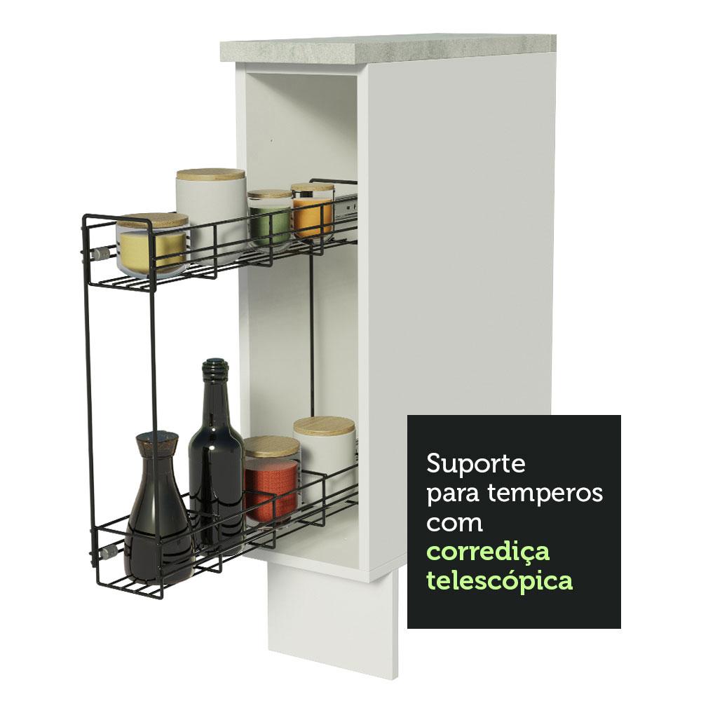 Balcão Porta-Temperos Madesa para Cozinha Glamy, Agata e Stella 20 cm (Com Tampo) - Branco