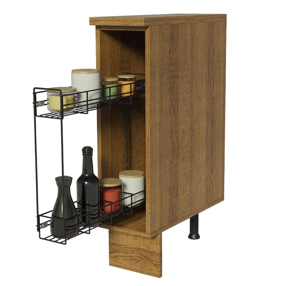 Balcão Porta-Temperos Madesa para Cozinha Glamy, Agata e Stella 20 cm (Com Tampo) - Rustic