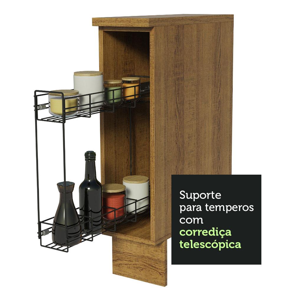 Balcão Porta-Temperos Madesa para Cozinha Glamy, Agata e Stella 20 cm (Com Tampo) - Rustic