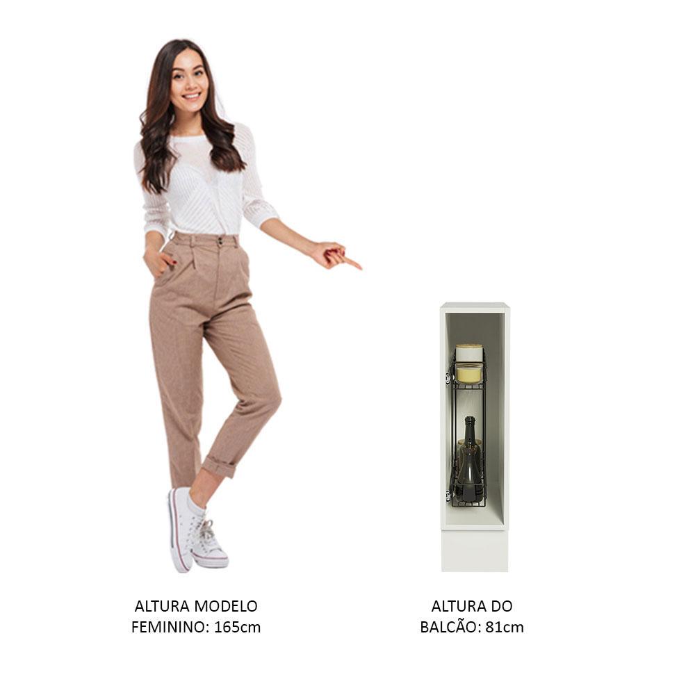 Balcão Porta-Temperos Madesa para Cozinha Lux, Glamy e Stella 20 x 60 cm (Sem Tampo) - Branco