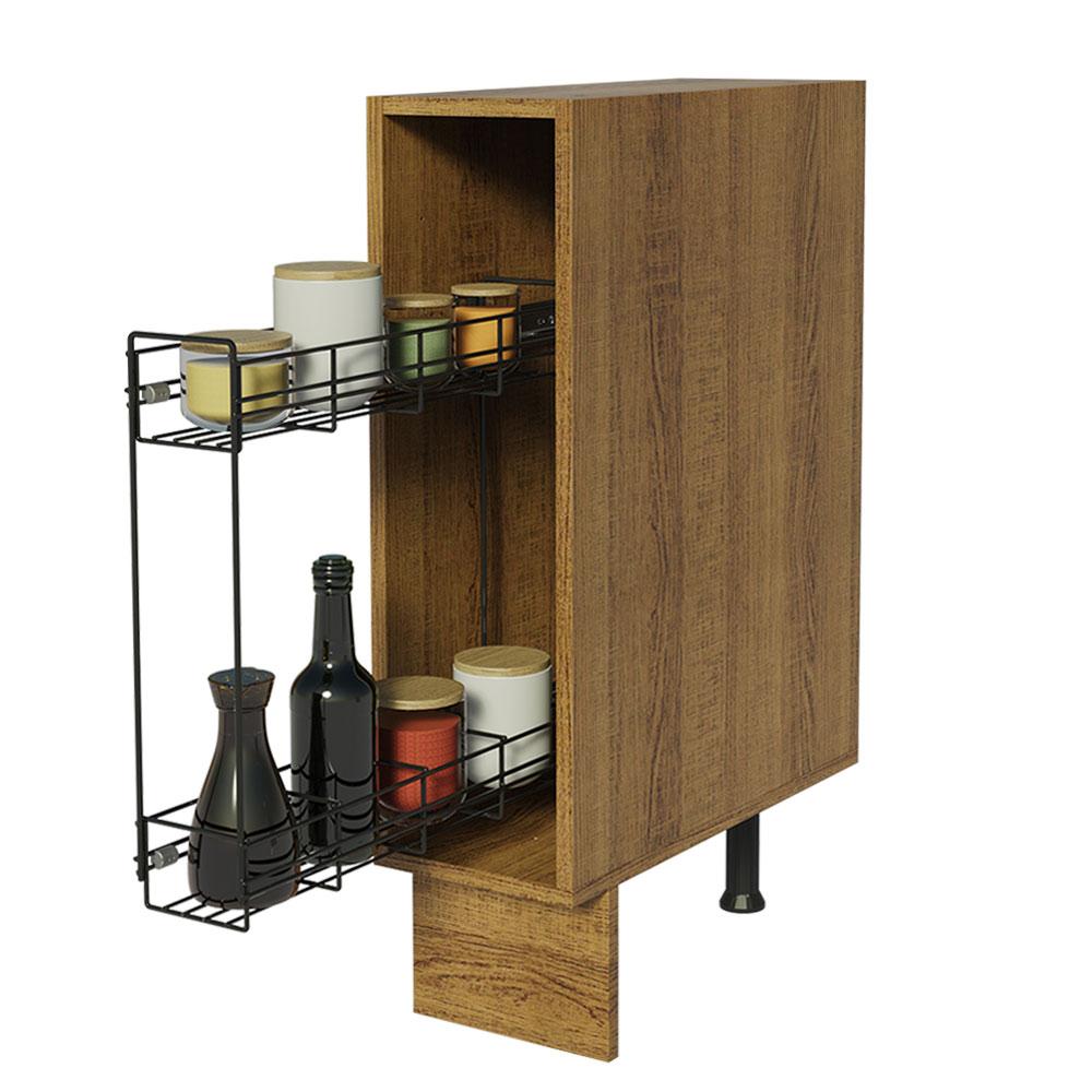 Balcão Porta-Temperos Madesa para Cozinha Lux, Glamy e Stella 20 x 60 cm (Sem Tampo) - Rustic