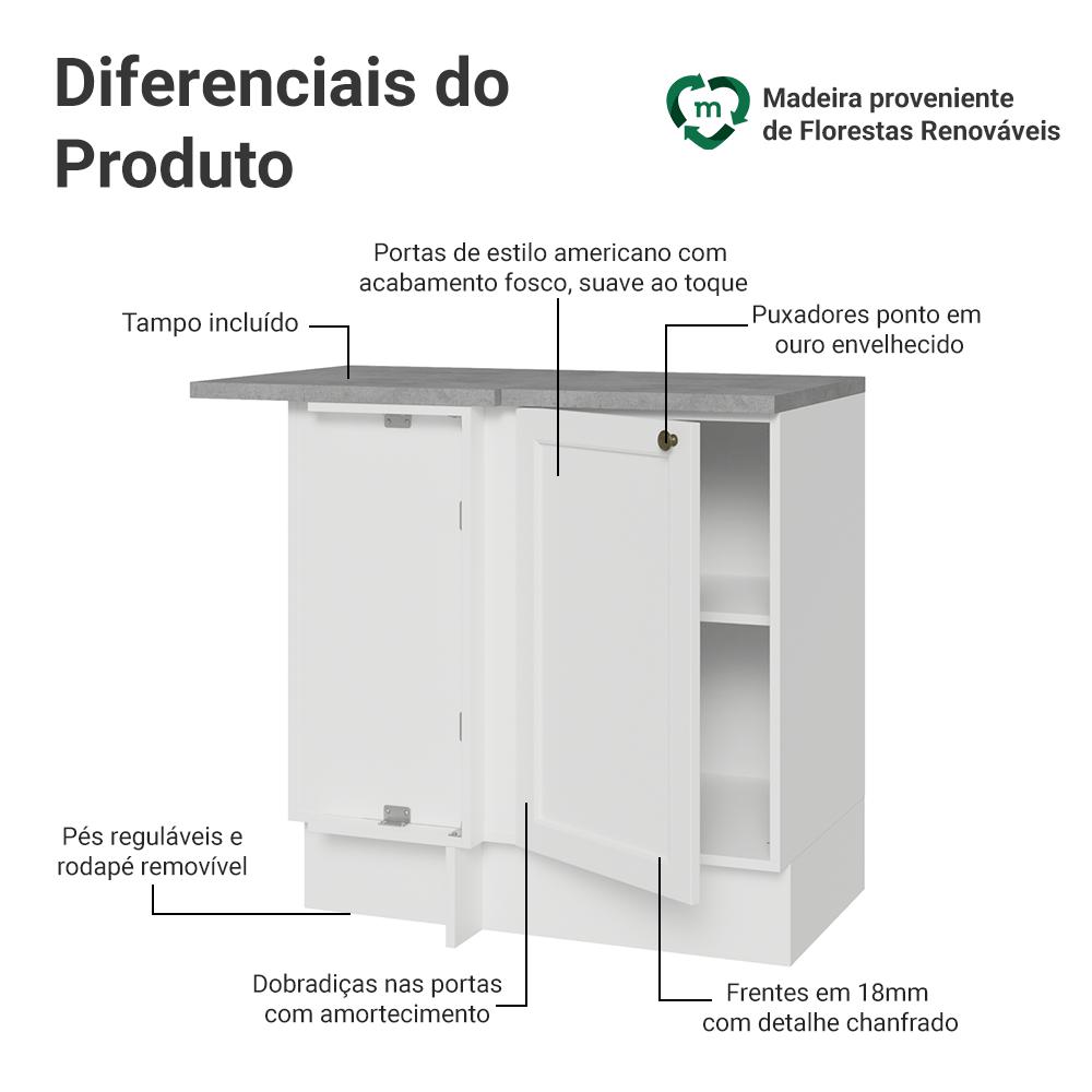 Balcão de Canto 1 Porta Branco Vik Madesa