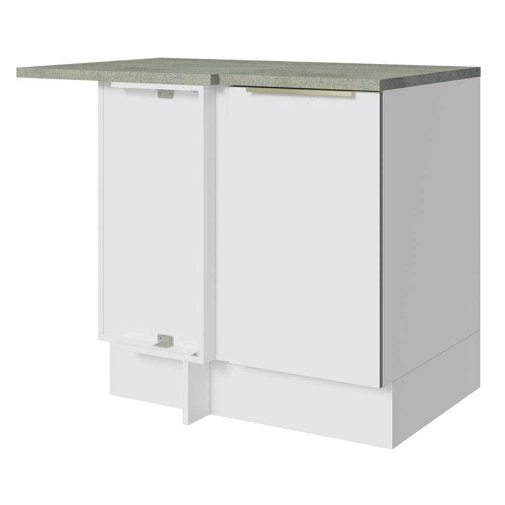 Balcão de Canto 1 Porta Branco/Branco Veludo Lux Madesa
