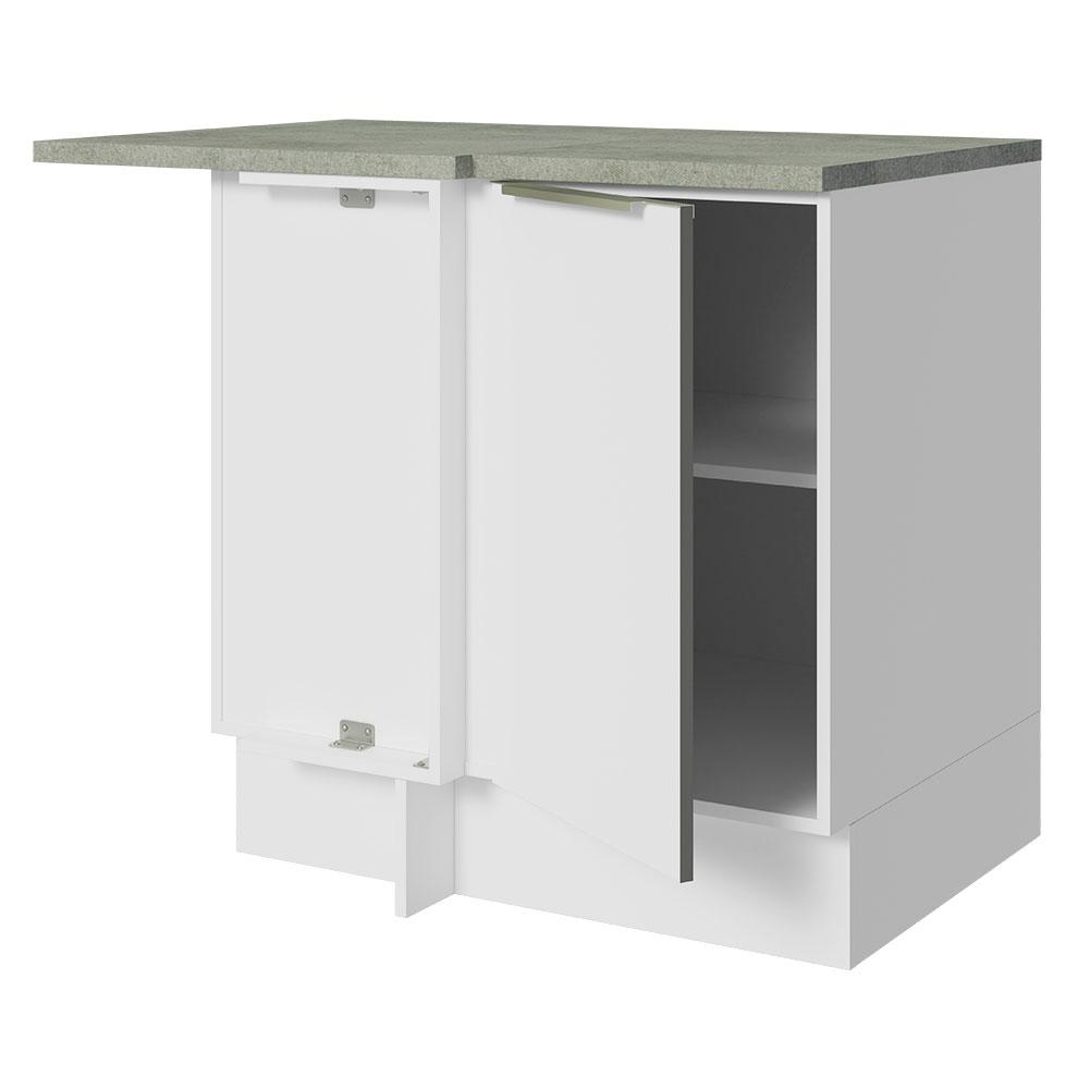 Balcão de Canto 1 Porta Branco/Branco Veludo Lux Madesa