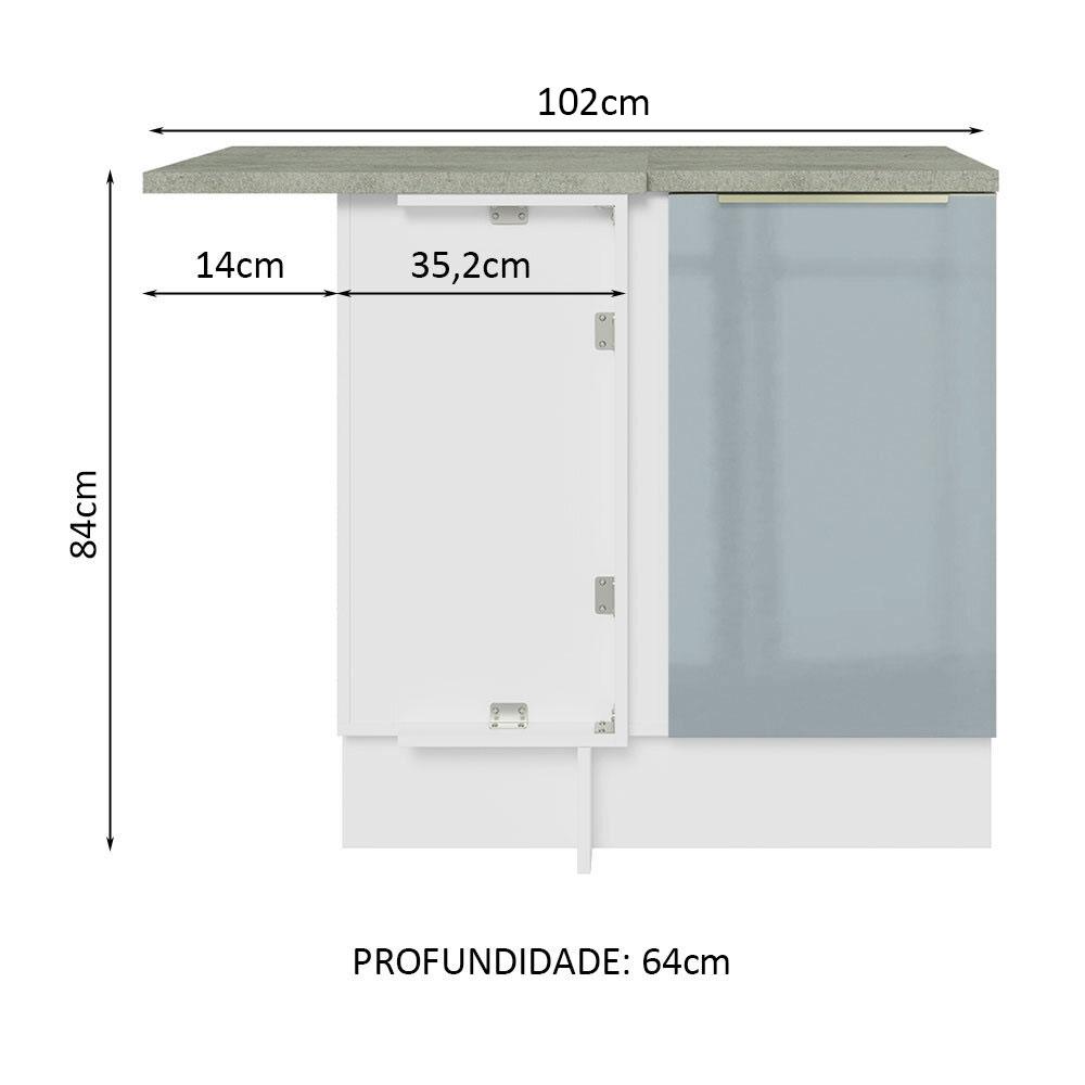 Balcão de Canto 1 Porta Branco/Cinza Lux Madesa