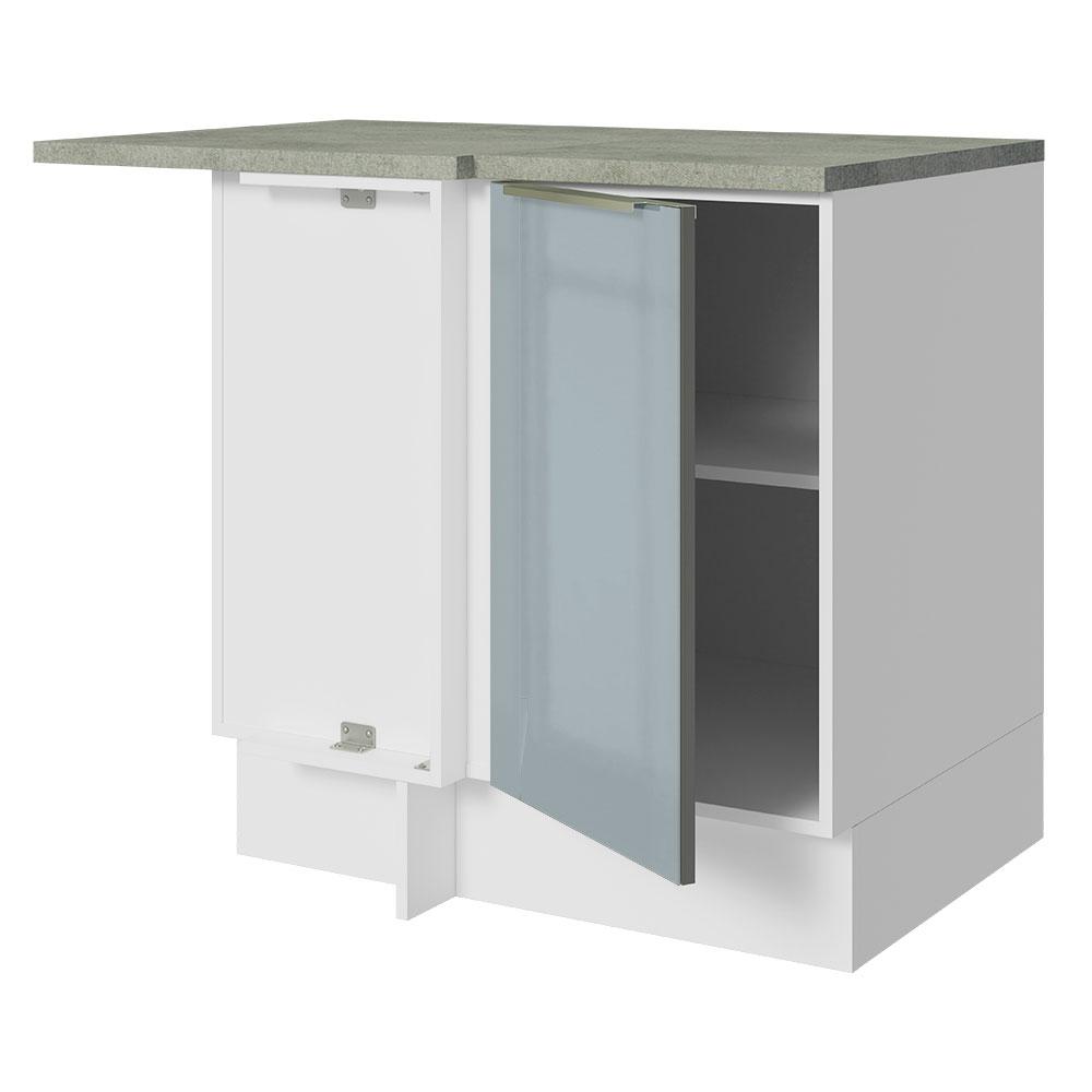 Balcão de Canto 1 Porta Branco/Cinza Lux Madesa