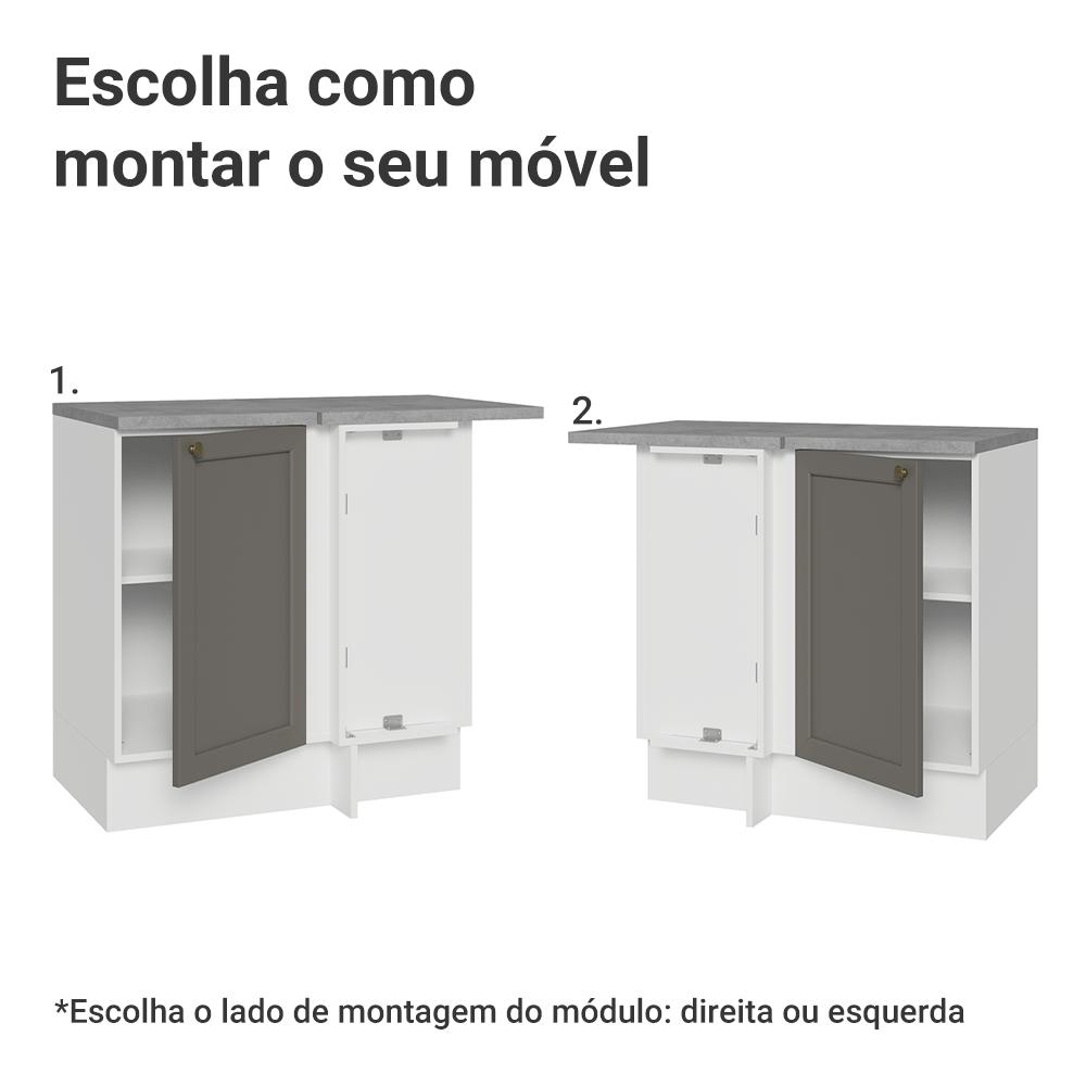 Balcão de Canto 1 Porta Branco/Cinza Vik Madesa