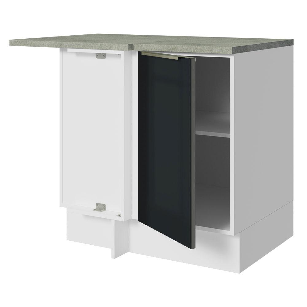 Balcão de Canto 1 Porta Branco/Preto Lux Madesa