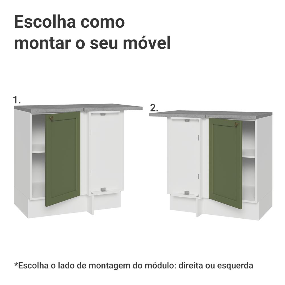 Balcão de Canto 1 Porta Branco/Verde Vik Madesa