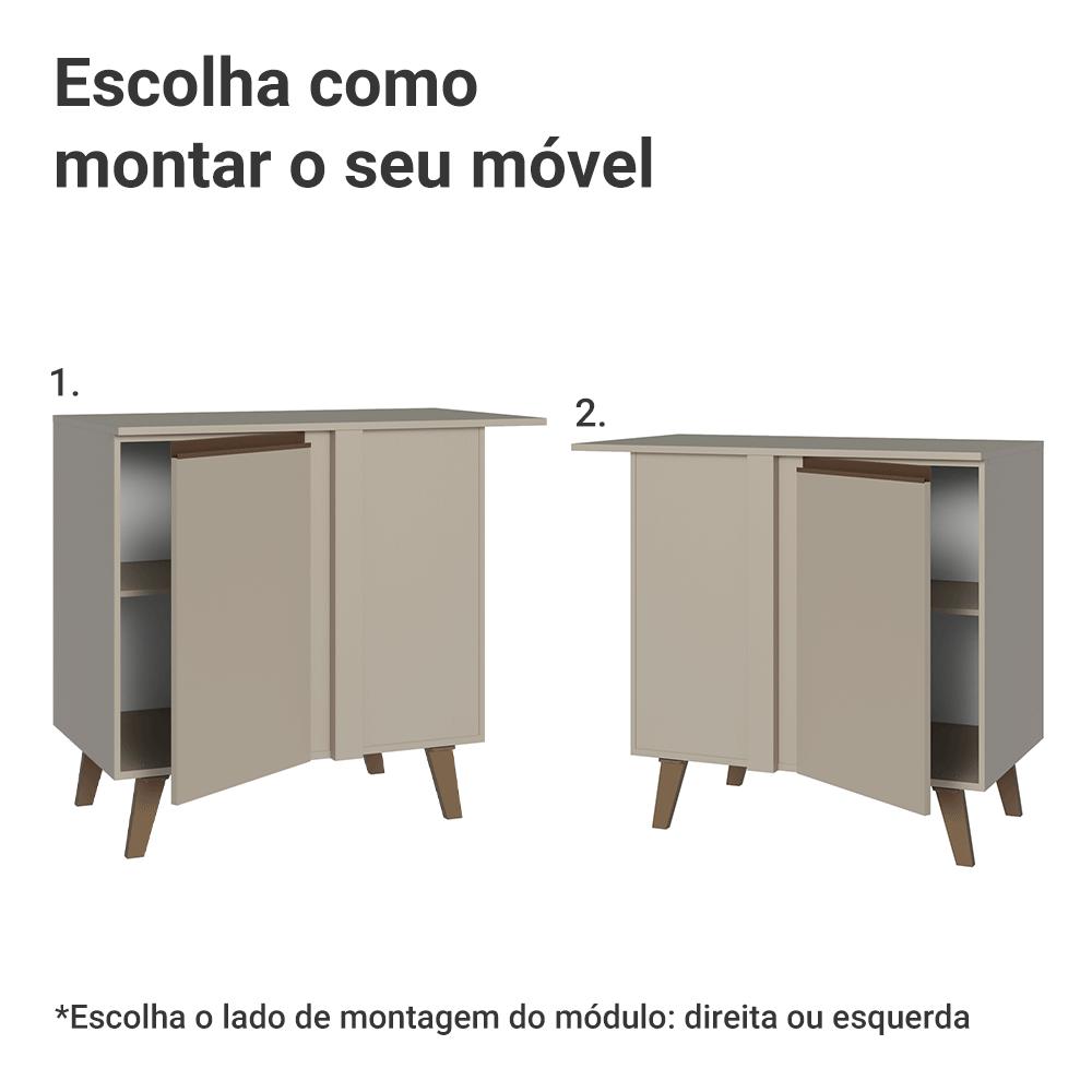 Balcão de Canto 1 Porta Com Pés Crema Nice Madesa