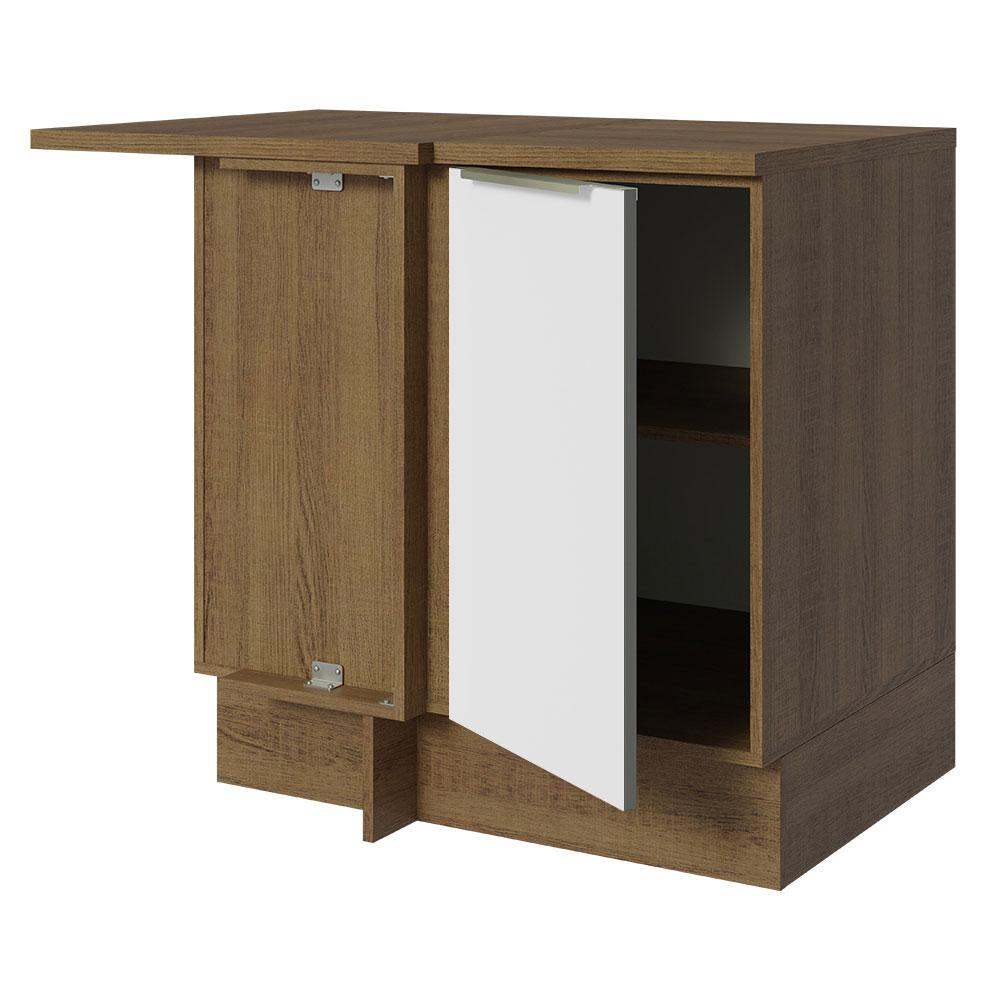 Balcão de Canto 1 Porta Rustic/Branco Veludo Lux Madesa