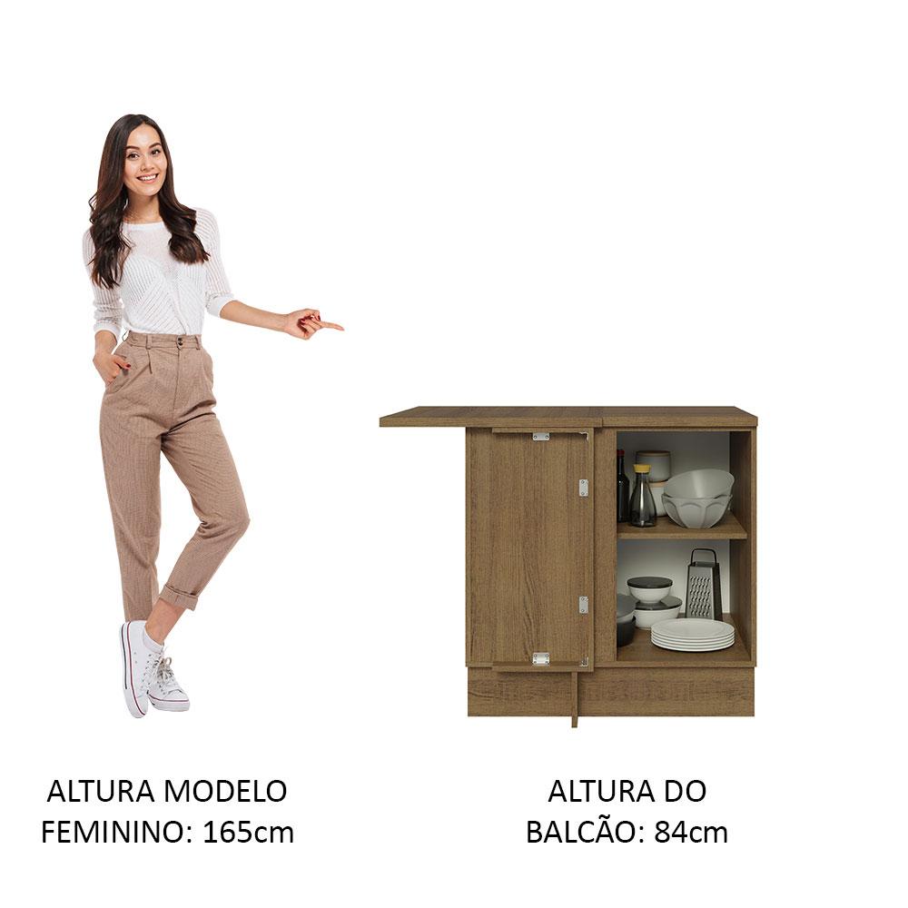 Balcão de Canto 1 Porta Rustic/Branco Veludo Lux Madesa