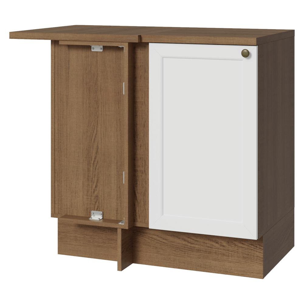 Balcão de Canto 1 Porta Rustic/Branco Vik Madesa