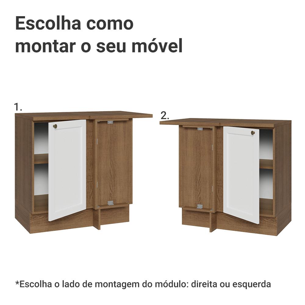 Balcão de Canto 1 Porta Rustic/Branco Vik Madesa