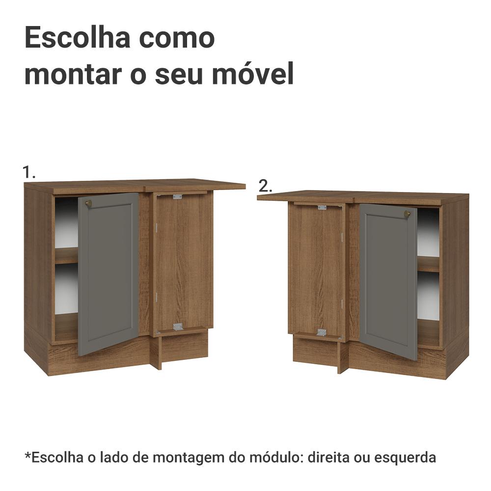 Balcão de Canto 1 Porta Rustic/Cinza Vik Madesa