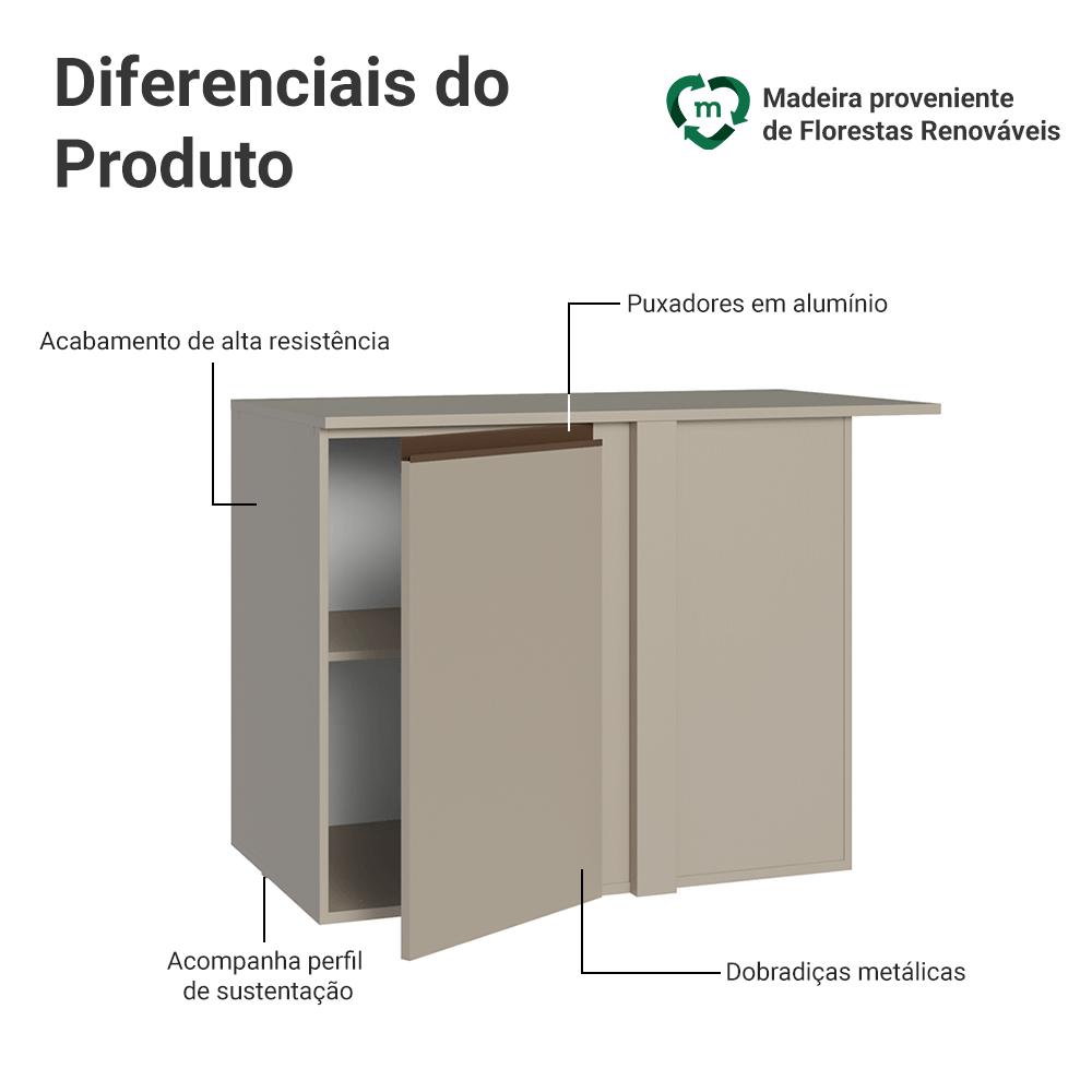 Balcão de Canto 1 Porta Suspenso Crema Nice Madesa