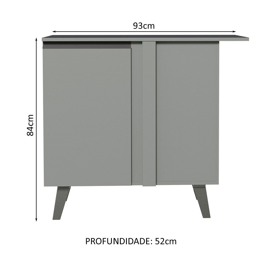 Balcão de Canto Armário de Cozinha 1 Porta Com Pés Cinza Nice Madesa