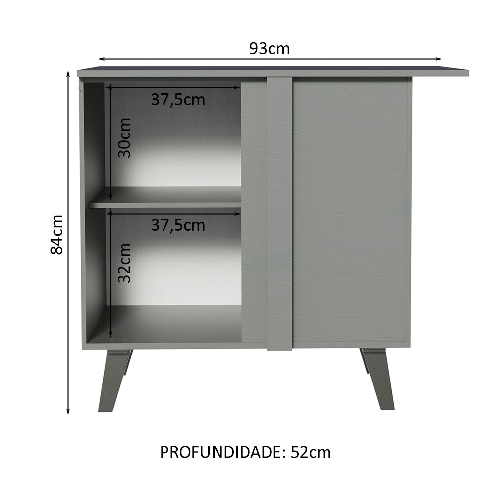 Balcão de Canto Armário de Cozinha 1 Porta Com Pés Cinza Nice Madesa