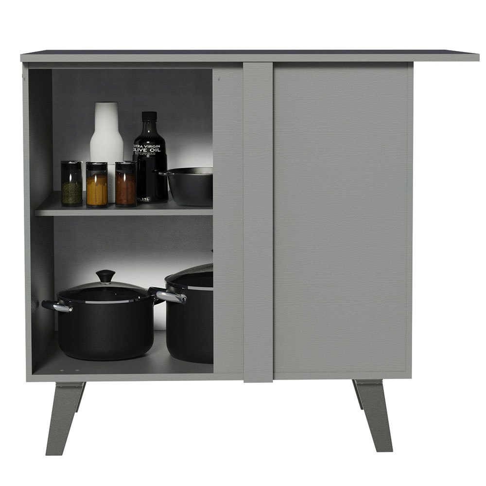Balcão de Canto Armário de Cozinha 1 Porta Com Pés Cinza Nice Madesa