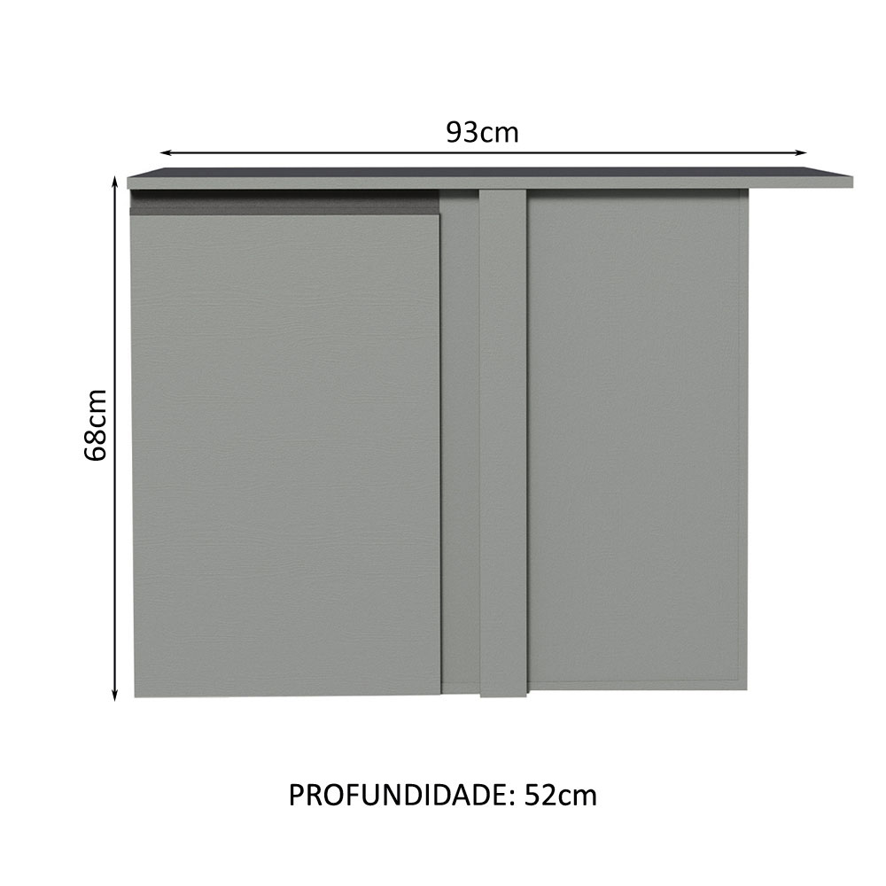 Balcão de Canto Armário de Cozinha 1 Porta Suspenso Cinza Nice Madesa