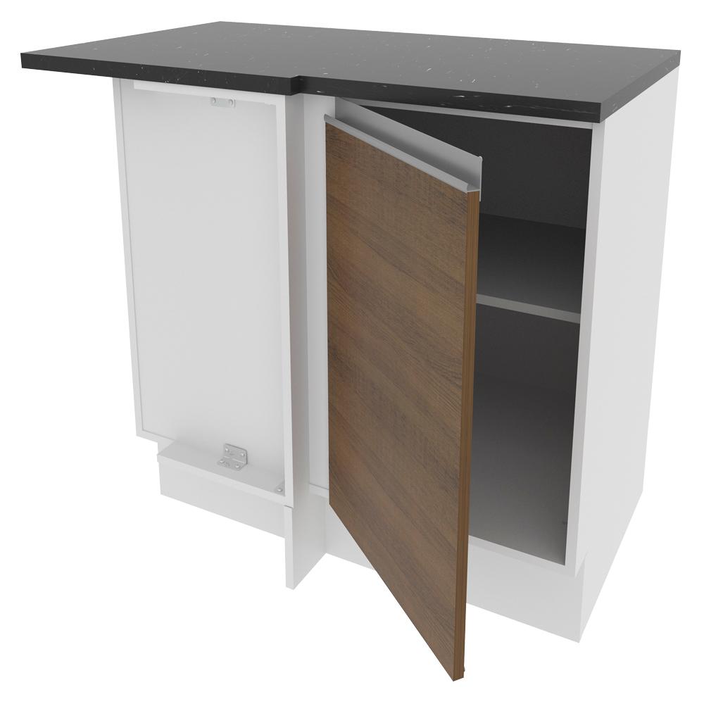 Balcão de Canto Armário de Cozinha 100% MDF 1 Porta Branco/Rustic Acordes Madesa