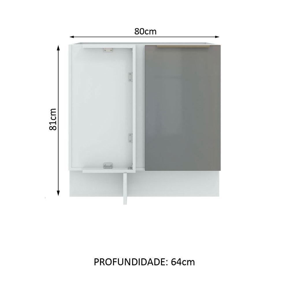 Balcão de Canto Madesa Lux 1 Porta - Branco/Cinza
