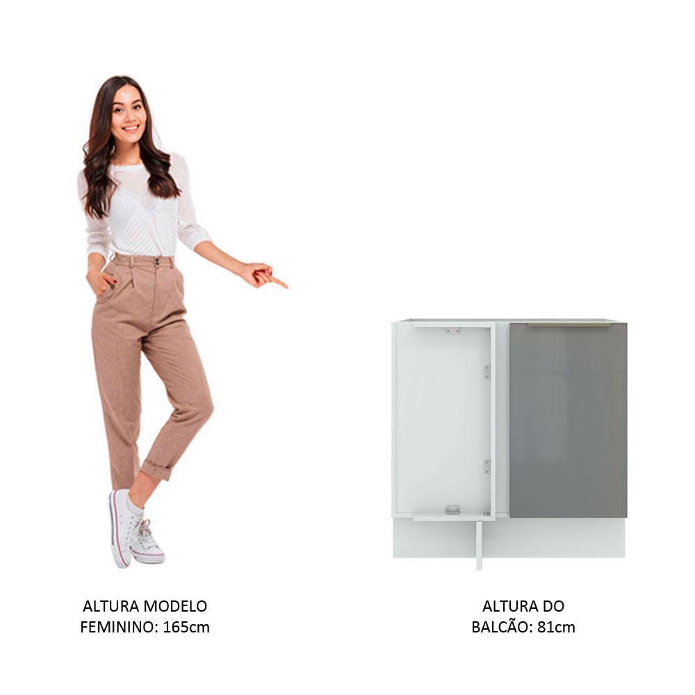 Balcão de Canto Madesa Lux 1 Porta - Branco/Cinza