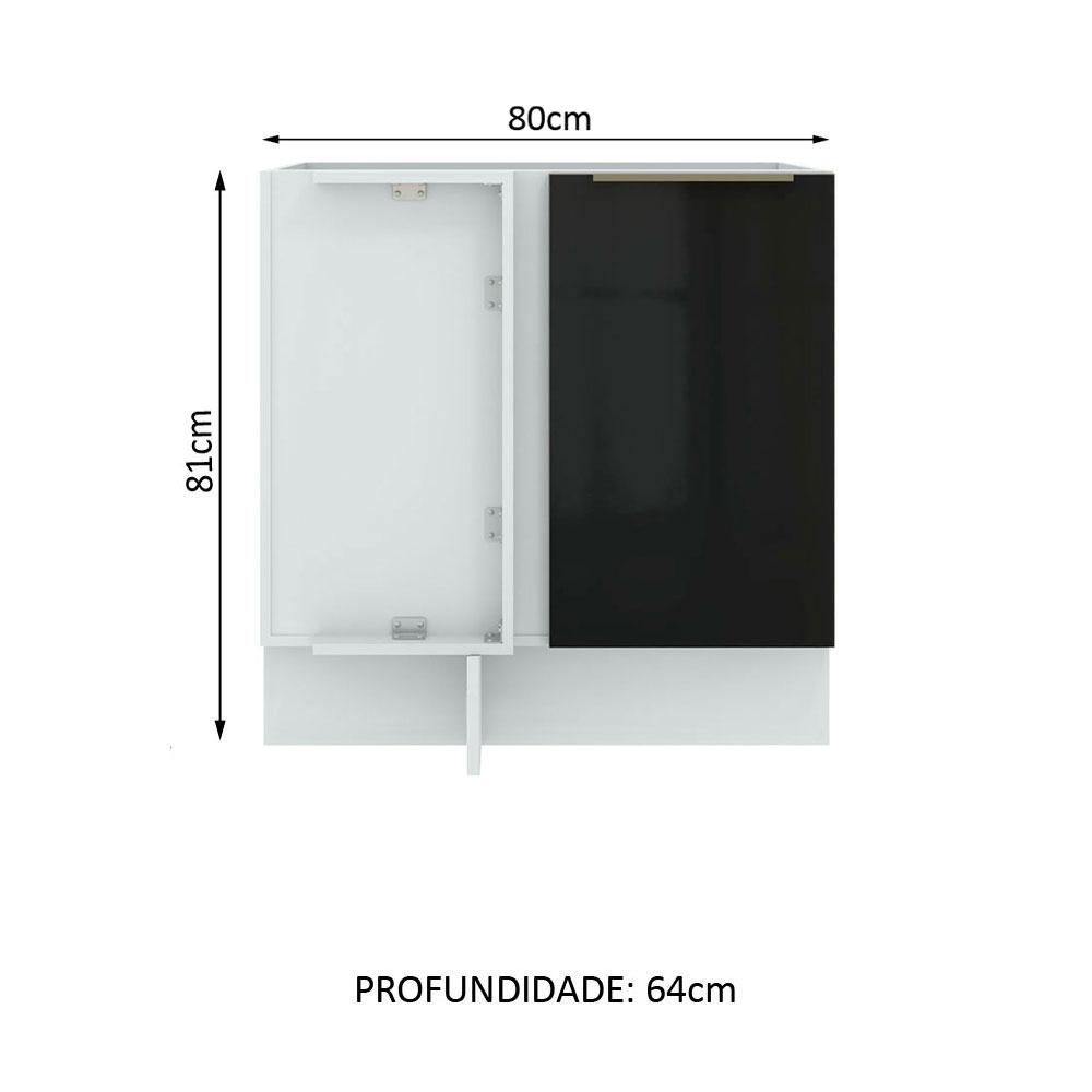 Balcão de Canto Madesa Lux 1 Porta - Branco/Preto