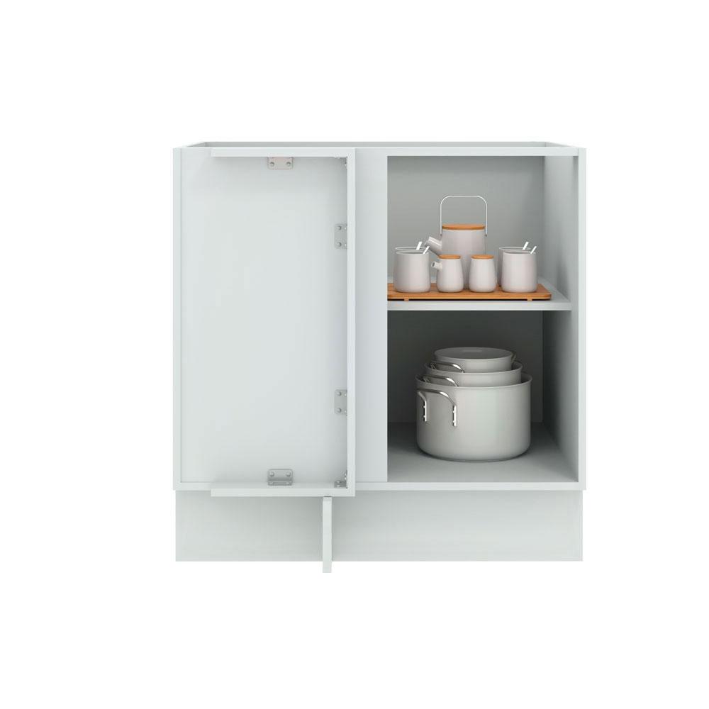 Balcão de Canto Madesa Lux 1 Porta - Branco/Preto