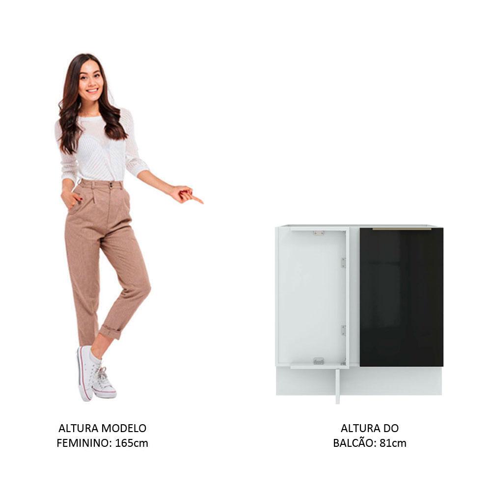 Balcão de Canto Madesa Lux 1 Porta - Branco/Preto