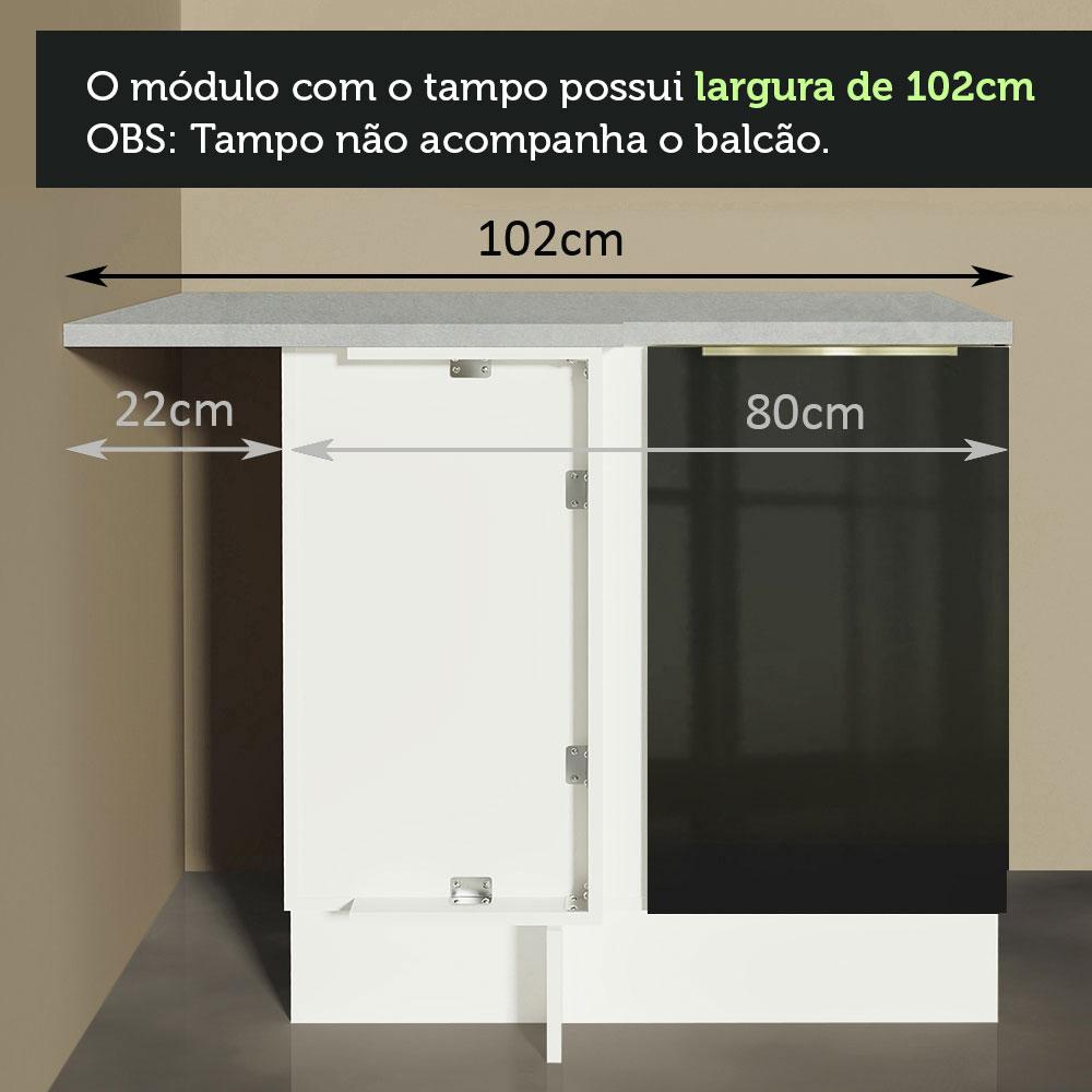 Balcão de Canto Madesa Lux 1 Porta - Branco/Preto