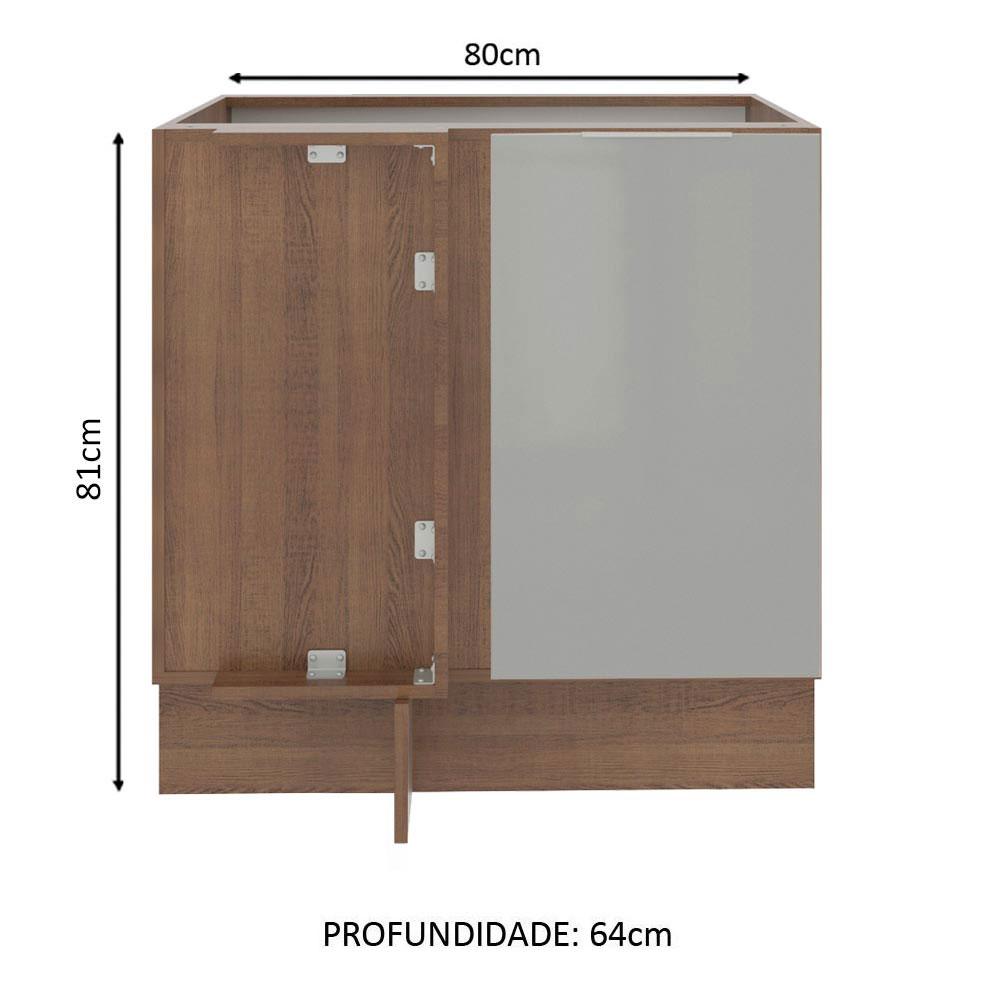 Balcão de Canto Madesa Lux 1 Porta - Rustic/Cinza