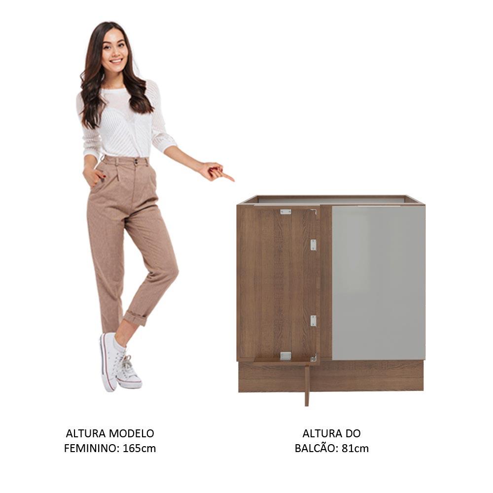 Balcão de Canto Madesa Lux 1 Porta - Rustic/Cinza