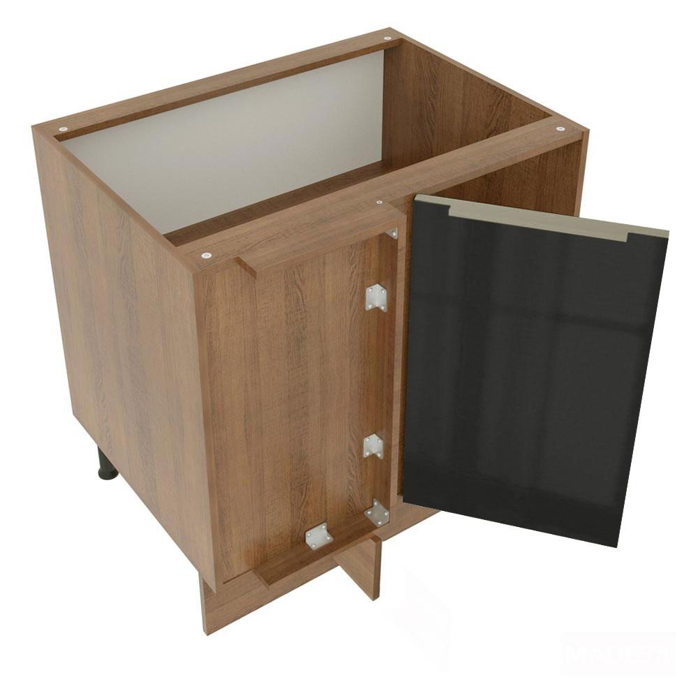 Balcão de Canto Madesa Lux 1 Porta - Rustic/Preto