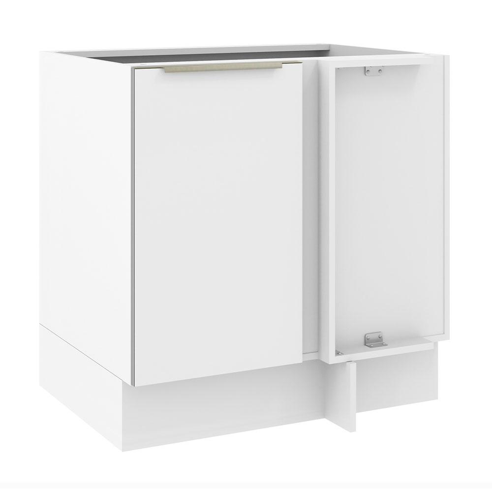 Balcão de Canto Madesa Lux 1 Porta (Sem Tampo) - Branco/Branco Veludo