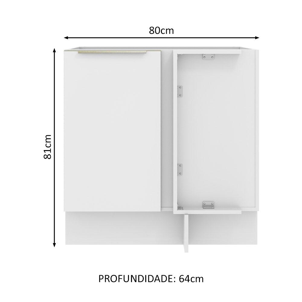 Balcão de Canto Madesa Lux 1 Porta (Sem Tampo) - Branco/Branco Veludo