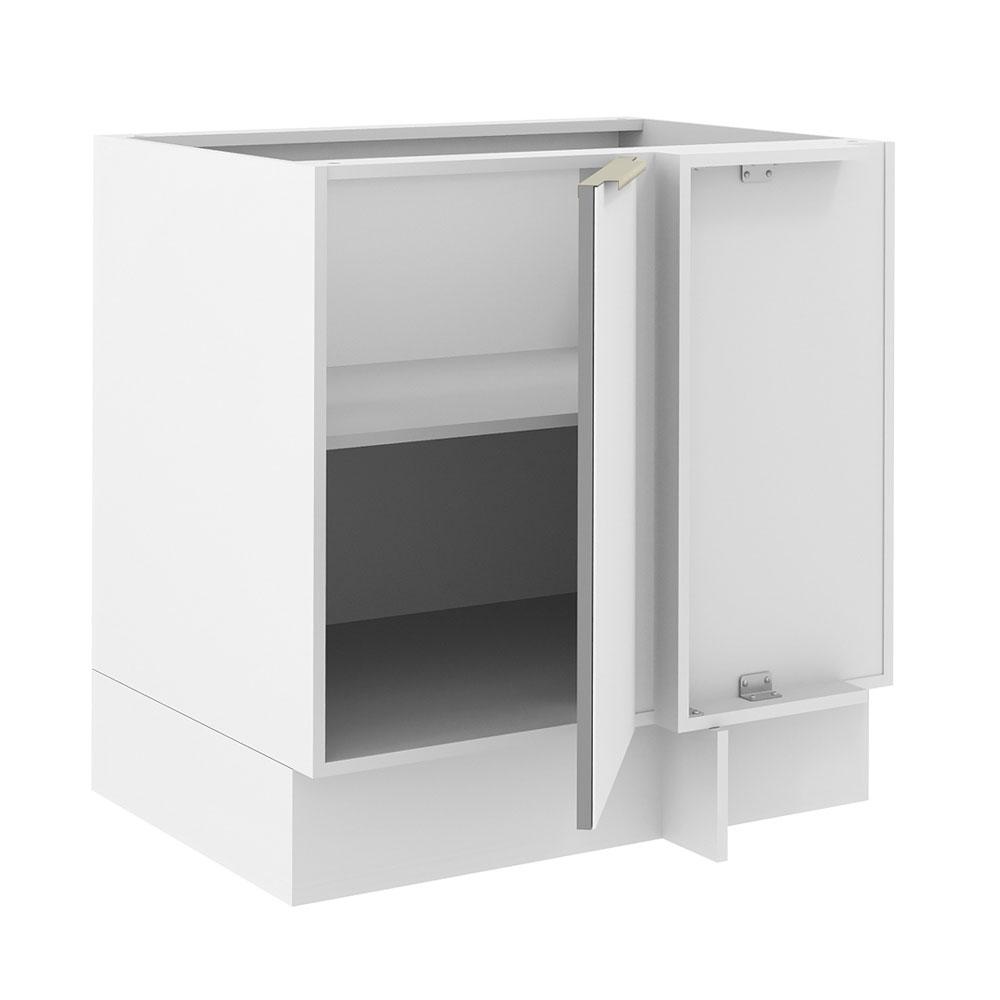 Balcão de Canto Madesa Lux 1 Porta (Sem Tampo) - Branco/Branco Veludo