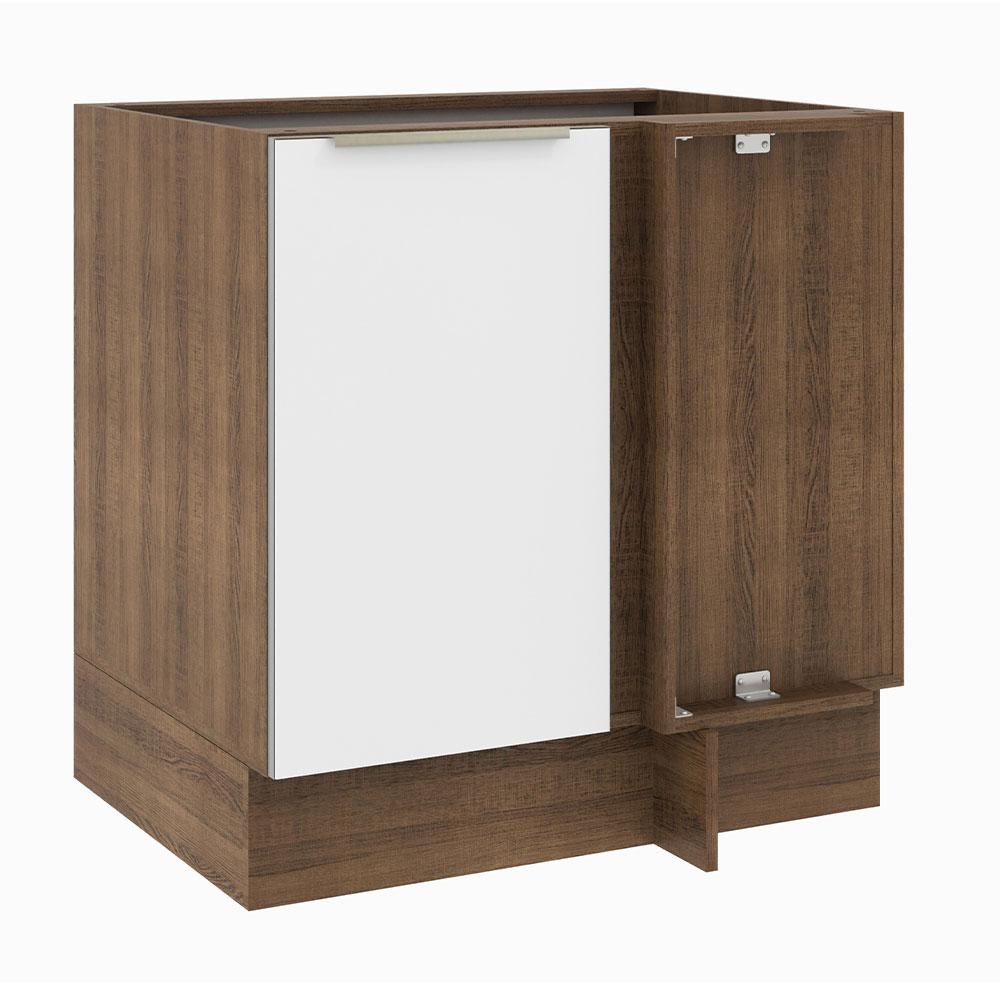 Balcão de Canto Madesa Lux 1 Porta (Sem Tampo) - Rustic/Branco Veludo