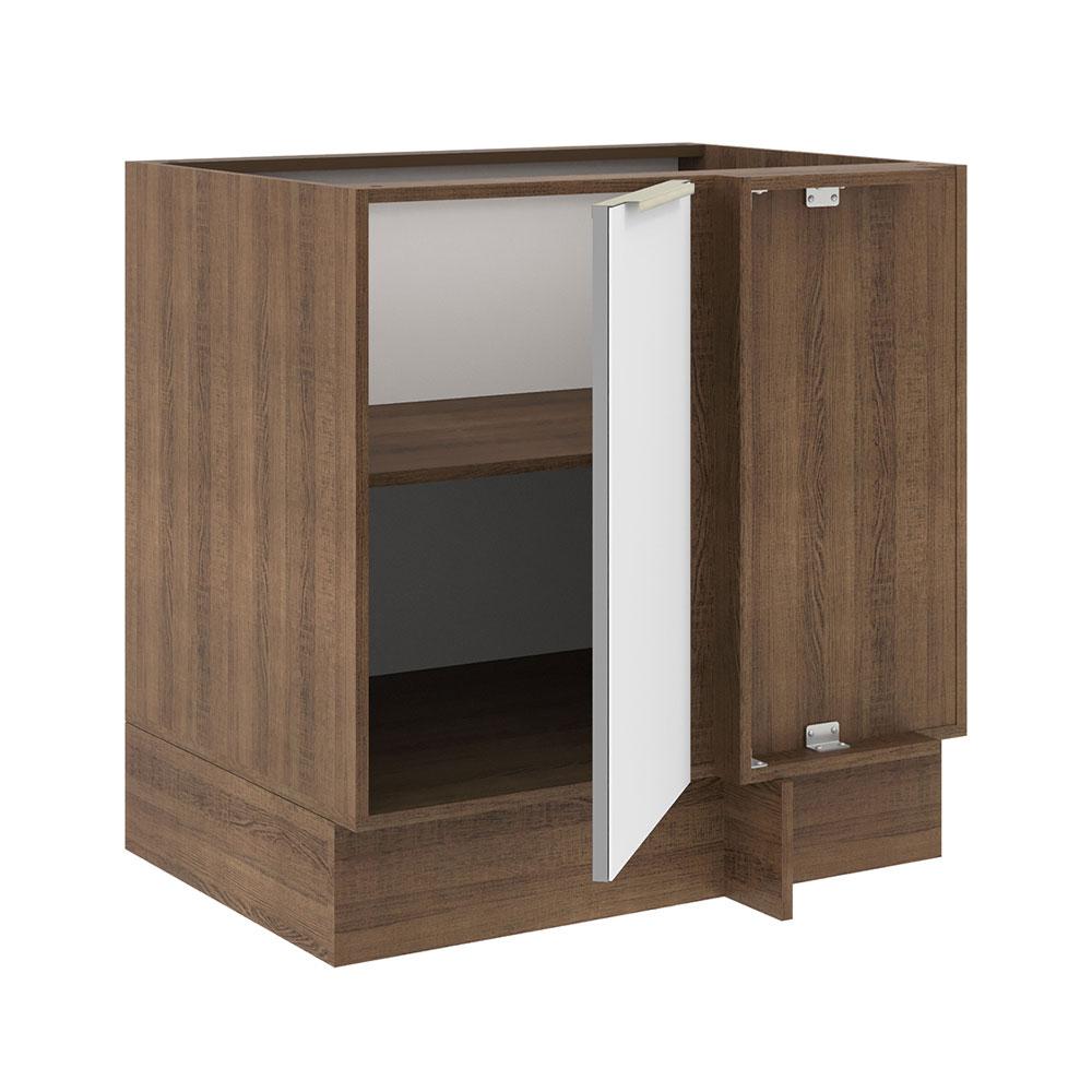 Balcão de Canto Madesa Lux 1 Porta (Sem Tampo) - Rustic/Branco Veludo