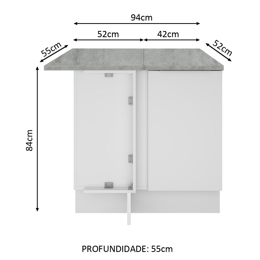Balcão de Canto Madesa Stella 1 Porta - Branco