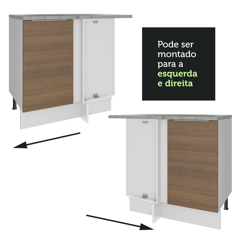 Balcão de Canto Madesa Stella 1 Porta - Branco/Rustic