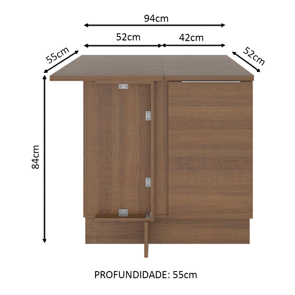 Balcão de Canto Madesa Stella 1 Porta - Rustic